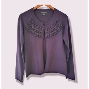 Banana Republic 100% Extra Fine Merino Purple Wool Cardigan Medium